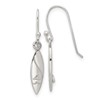 SS Polished Pointed Oval Wave Shephard Hook Dangle Earrings