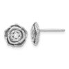Sterling Silver Rhodium-plated CZ Flower Post Earrings