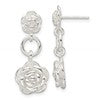 Sterling Silver E-Coating Rose Dangle Post Earrings