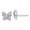 Sterling Silver Rhodium-plated CZ Butterfly Post Earrings