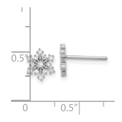 Sterling Silver Rhodium-plated Polished CZ Snowflake Post Earrings