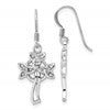 Sterling Silver Rhodium-Plated Polished Celtic Cross Dangle Earrings