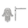 Sterling Silver Polished Designed Hamsa Post Earrings