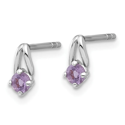Sterling Silver Rhodium-plated Amethyst Post Earrings