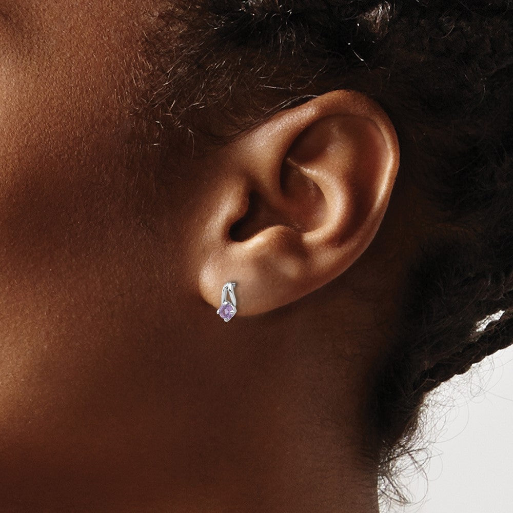 Sterling Silver Rhodium-plated Amethyst Post Earrings