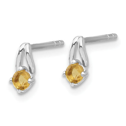 Sterling Silver Rhodium-plated Citrine Post Earrings