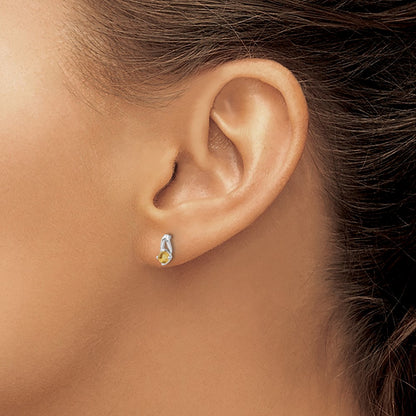 Sterling Silver Rhodium-plated Citrine Post Earrings