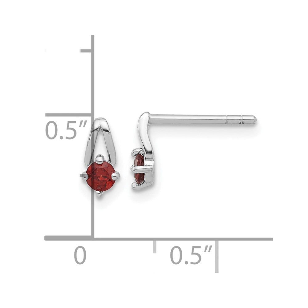 Sterling Silver Rhodium-plated Garnet Post Earrings