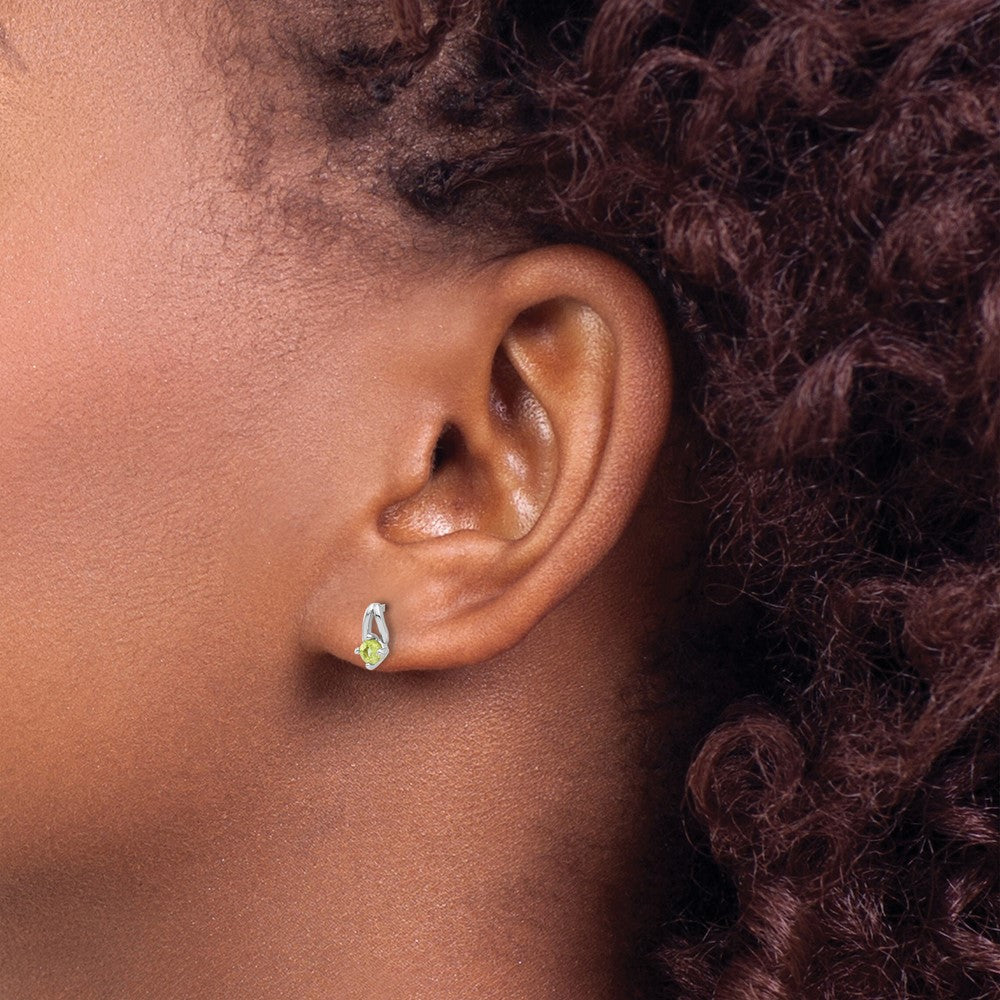 Sterling Silver Rhodium-plated Peridot Post Earrings
