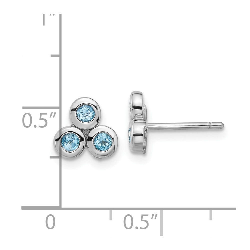 Sterling Silver Rhodium-plated Light Swiss Blue Topaz Post Earrings