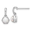 Sterling Silver Rhodium-plated Polished Created Opal Dangle Post Earrings