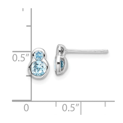 Sterling Silver Rhodium-plated Polished Swiss Blue Topaz Post Earrings