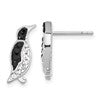 Sterling Silver Rh-plated Polished Crystal Penguin Post Earrings