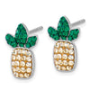 Sterling Silver Rh-plated Polished Crystal Pineapple Post Earrings