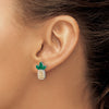 Sterling Silver Rh-plated Polished Crystal Pineapple Post Earrings