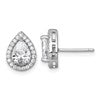Sterling Silver Rhodium-plated Polished 11.0 x 9.0mm Pear CZ Halo Teardrop Post Earrings