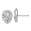 Sterling Silver Rhodium-plated Polished Fancy CZ Teardrop Halo Post Earrings