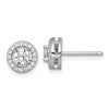 Sterling Silver Rhodium-plated Polished 8.0mm Round CZ Halo Post Earrings