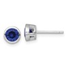 Sterling Silver Rhodium-plated Polished Bezel Set 6.2mm Round Blue CZ Stud Earrings