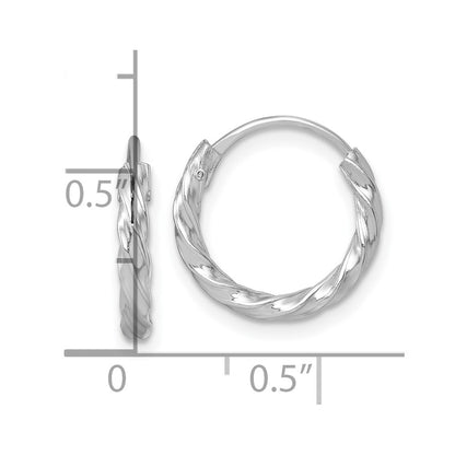 Sterling Silver Rhodium-plated Polished Twisted 2.25 x 15.5mm Round Endless Hoop Earrings
