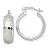 Sterling Silver Polished Diamond-cut 20x6mm Round Hoop Earrings