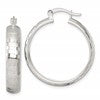 Sterling Silver Polished Diamond-cut 30x6mm Round Hoop Earrings