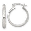 Sterling Silver Polished Diamond-cut 20x3mm Round Hoop Earrings