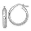 Sterling Silver Rhodium-plated Polished and Diamond-cut 4.00 x 20mm Tube Hoop Earrings