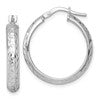 Sterling Silver Rhodium-plated Polished and Diamond-cut 4.00 x 25mm Tube Hoop Earrings