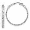 Sterling Silver Rhodium-plated Polished and Diamond-cut 4.00 x 40mm Tube Hoop Earrings