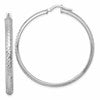 Sterling Silver Rhodium-plated Polished and Diamond-cut 4.00 x 45mm Tube Hoop Earrings