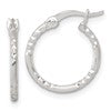 Sterling Silver Polished Diamond-cut Textured 16x1.5mm Round Hoop Earrings