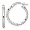 Sterling Silver Polished Diamond-cut 20x2mm Round Hoop Earrings