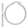 Sterling Silver Polished Diamond-cut 35x2mm Round Hoop Earrings