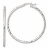 Sterling Silver Polished Diamond-cut 40x2mm Round Hoop Earrings