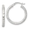 Sterling Silver Polished Diamond-cut Textured 25x3.25mm Round Hoop Earrings