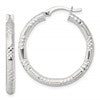 Sterling Silver Polished Diamond-cut Textured 30x3.25mm Round Hoop Earrings