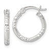 Sterling Silver Polished Diamond-cut Textured 16x2.25mm Round Hoop Earrings