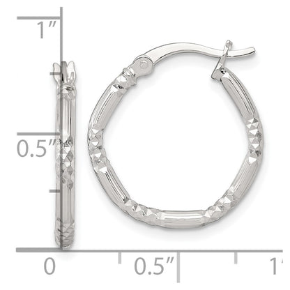 Sterling Silver Polished Diamond-cut Textured 20x2.25mm Round Hoop Earrings