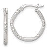 Sterling Silver Polished Diamond-cut Textured 20x2.25mm Round Hoop Earrings
