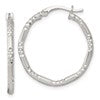 Sterling Silver Polished Diamond-cut Textured 25x2.25mm Round Hoop Earrings