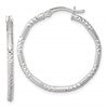 Sterling Silver Polished Diamond-cut Textured 30x2.25mm Round Hoop Earrings