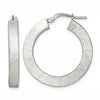 Sterling Silver Brushed Textured 4.25mm x 28mm Square Tube Hoop Earrings
