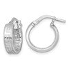 Sterling Silver Rhodium-plated Polished Textured In and Out Greek Key 4.00 x 14mm Hoop Earrings