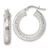 Sterling Silver Polished and Textured 5.25mm Round Tube Hoop Earrings