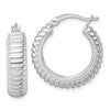Sterling Silver Polished and Grooved 21x6mm Round Hollow Hoop Earrings