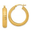 Sterling Silver Gold-tone Polished and Grooved 26x6mm Round Hollow Hoop Earrings
