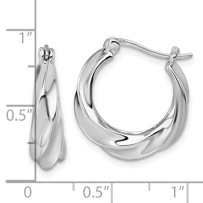Sterling Silver Rhodium-plated Polished 6mm x 19mm Graduated Twisted Hoop Earrings