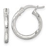Sterling Silver Polished Diamond-cut 15x2.0mm Round Hoop Earrings