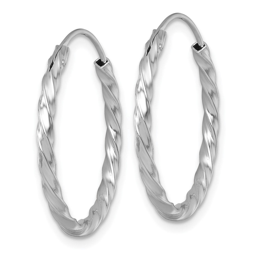 Sterling Silver Rhodium-plated Polished Twisted 2.25 x 26mm Round Endless Hoop Earrings